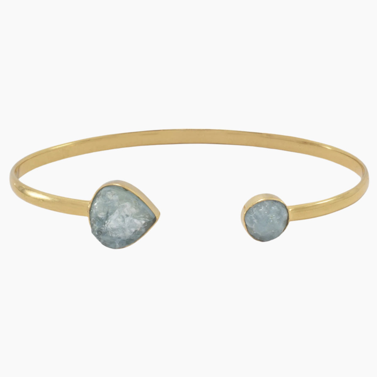 Double Aquamarine Gold Cuff Bracelet