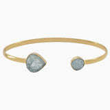 Double Aquamarine Gold Cuff Bracelet