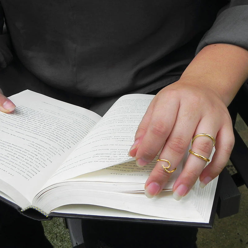 Double Band Zirconia Gold Knuckle Ring On Hand