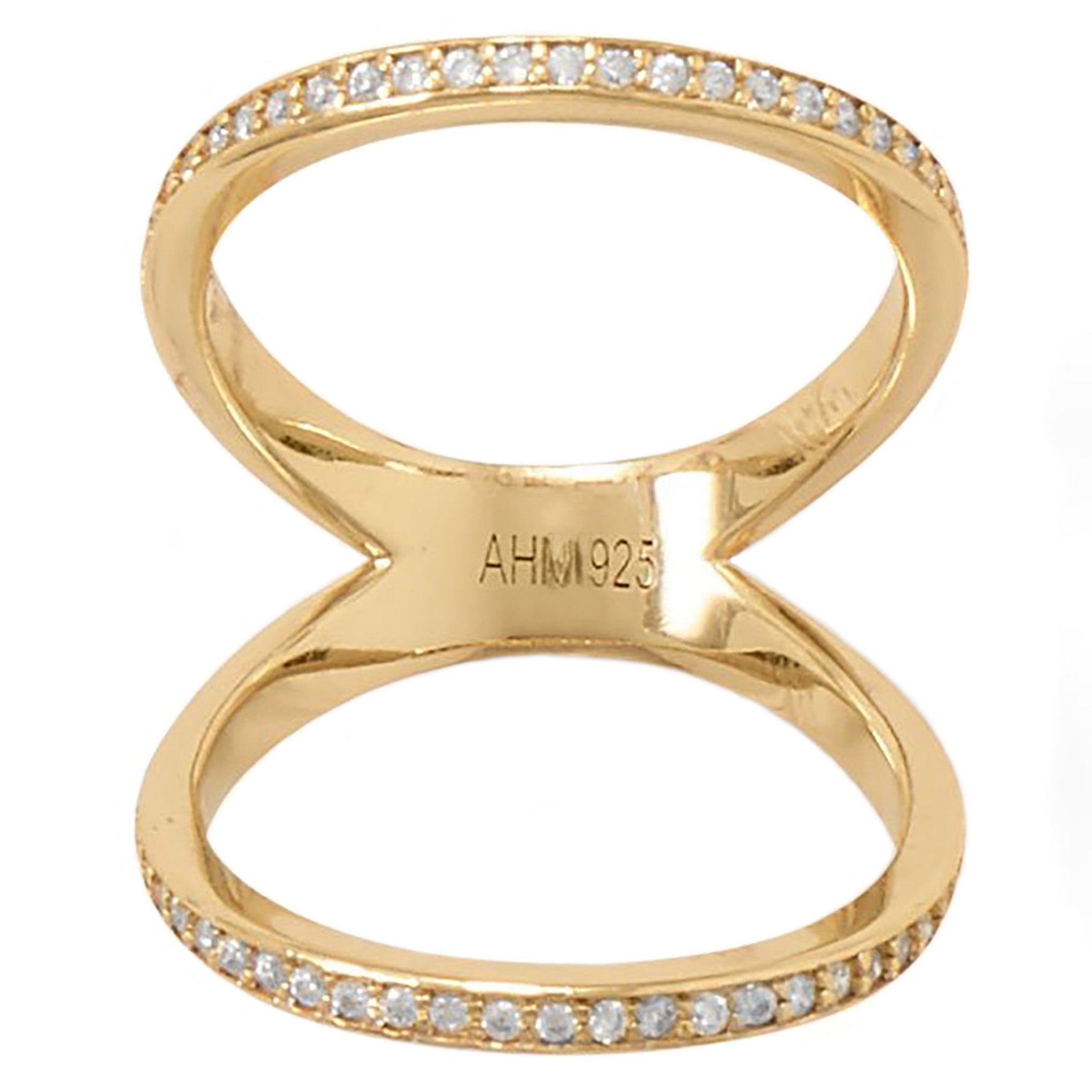 Double Band Zirconia Gold Knuckle Ring
