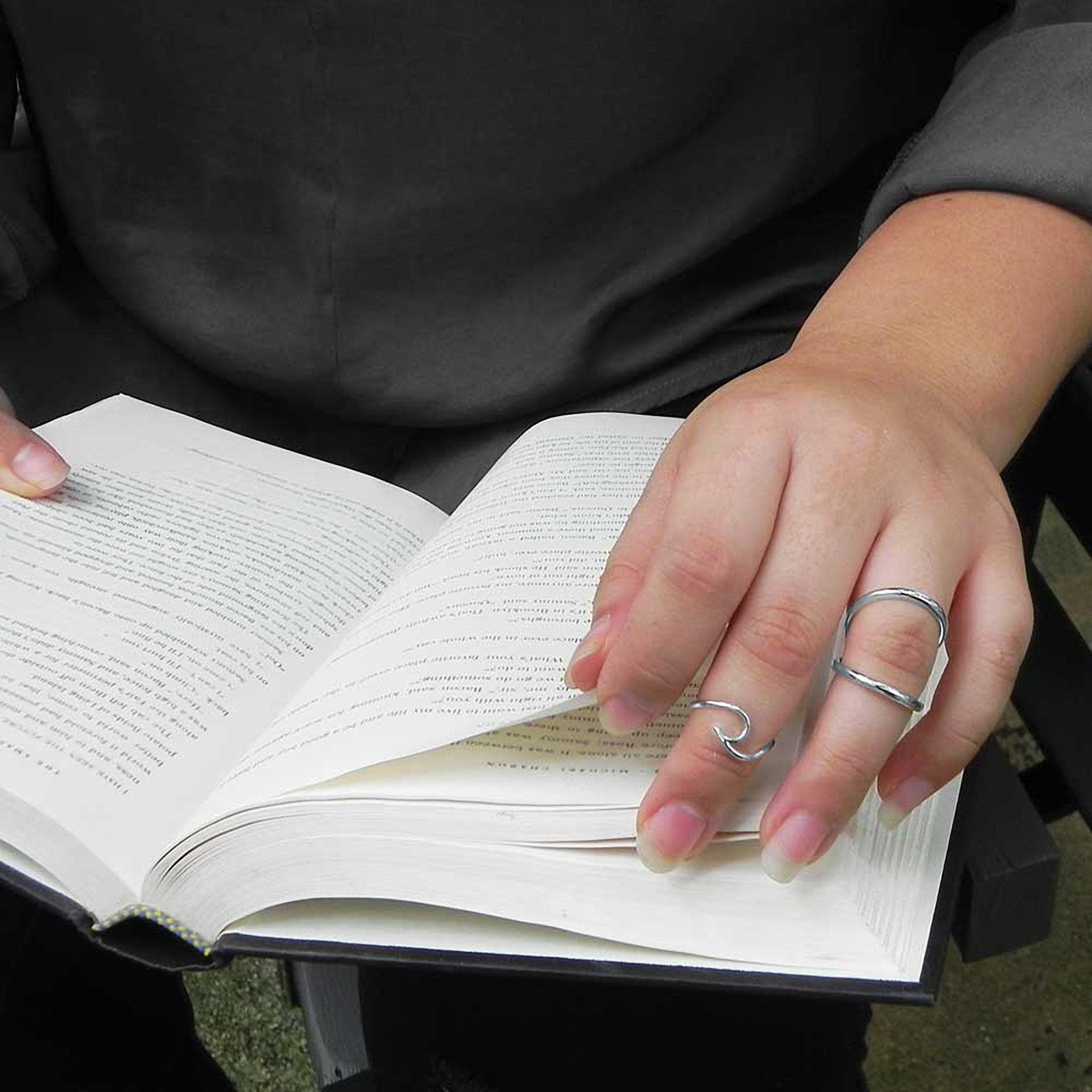 Double Band Zirconia Knuckle Ring On Hand