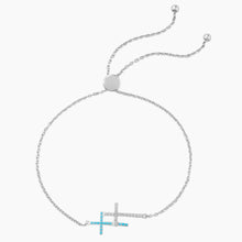 Double Cross Zirconia Bolo Bracelet