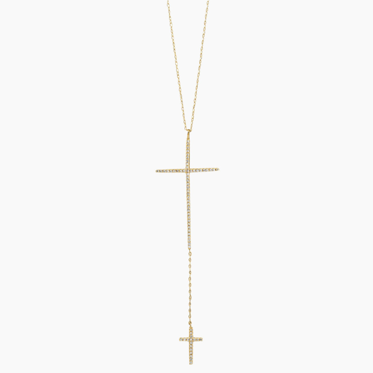 Double Cross Zirconia Necklace