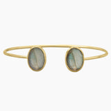 Double Labradorite Gold Cuff Bracelet