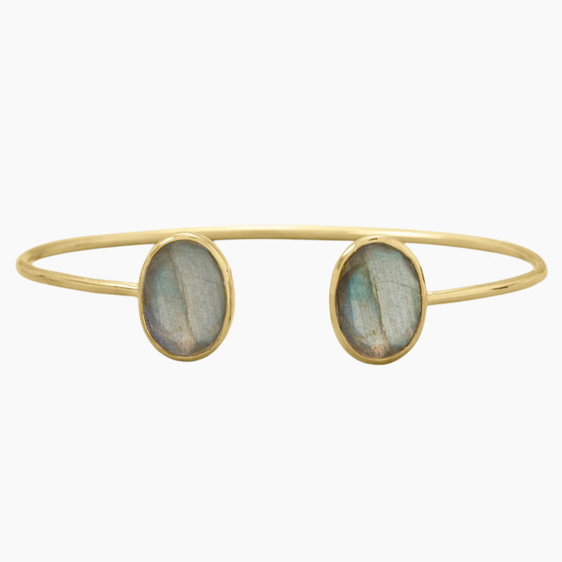 Double Labradorite Gold Cuff Bracelet