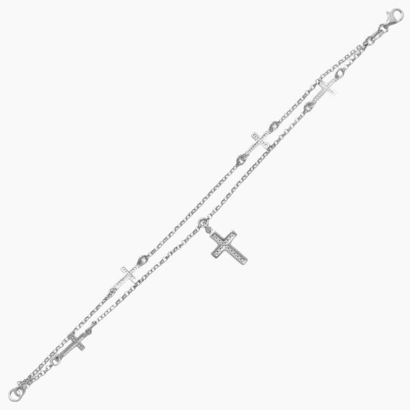 Double Strand Cross Charm Bracelet In Line