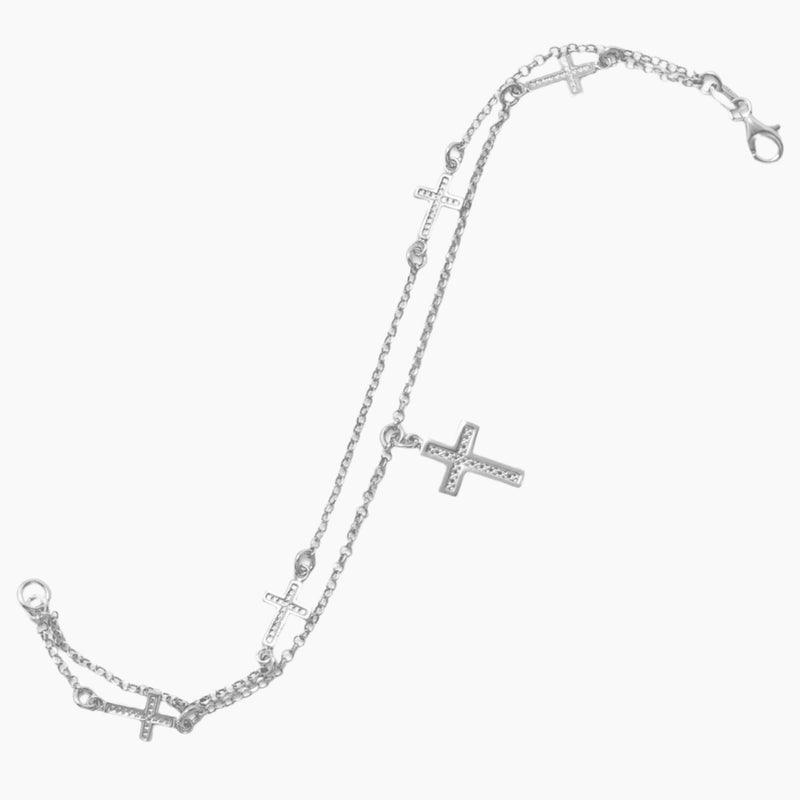 Double Strand Cross Charm Bracelet