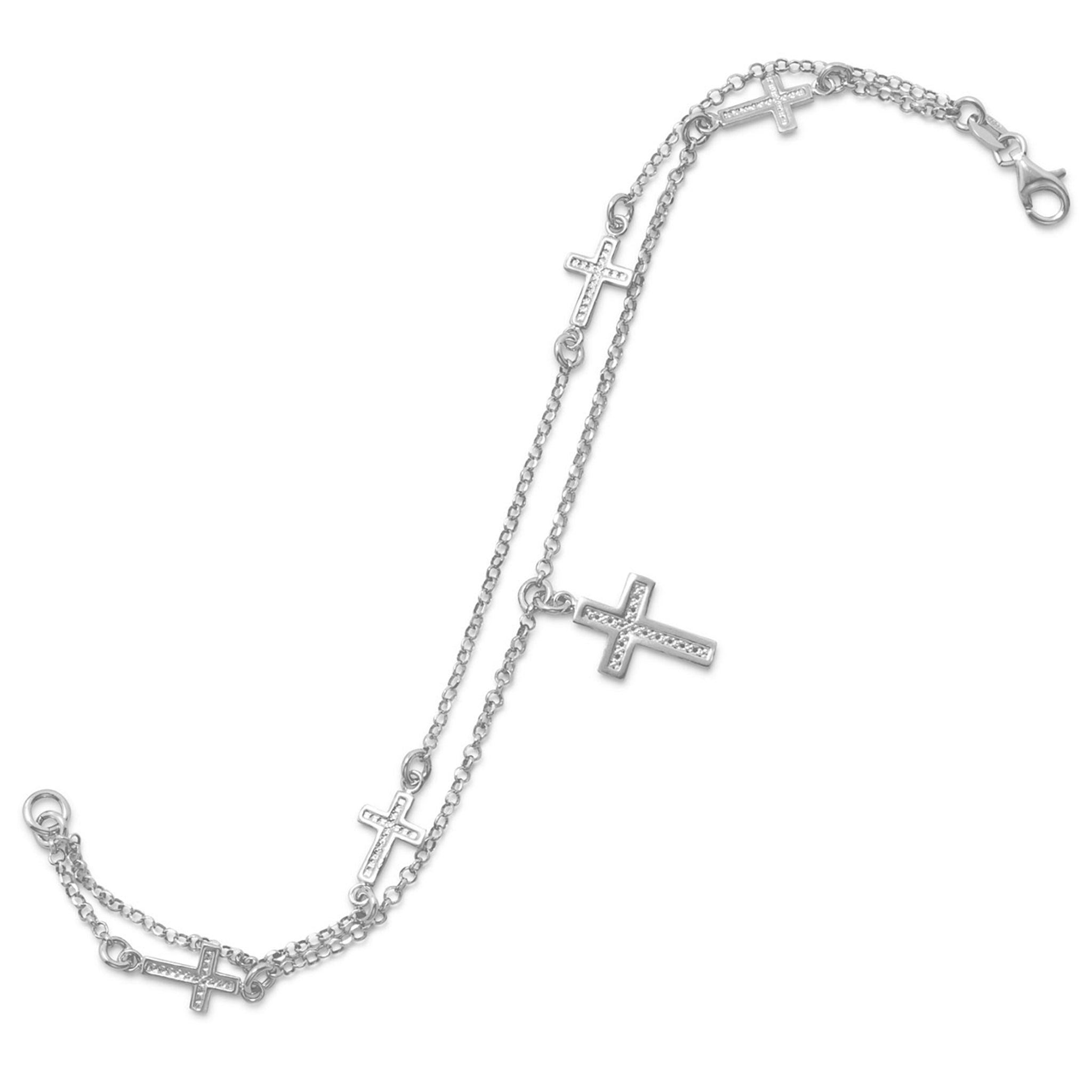 Double Strand Cross Charm Bracelet