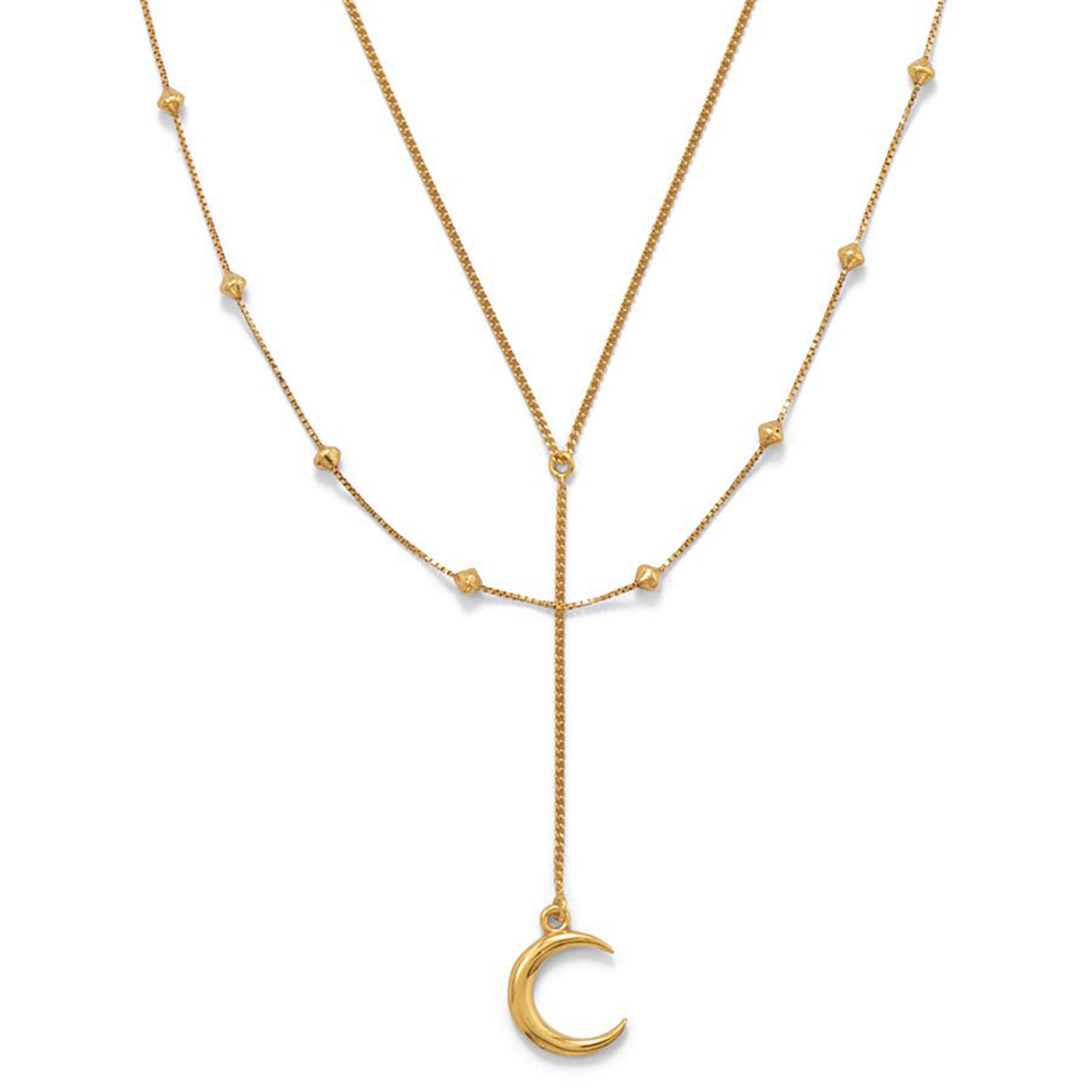 Double Strand Moon Necklace