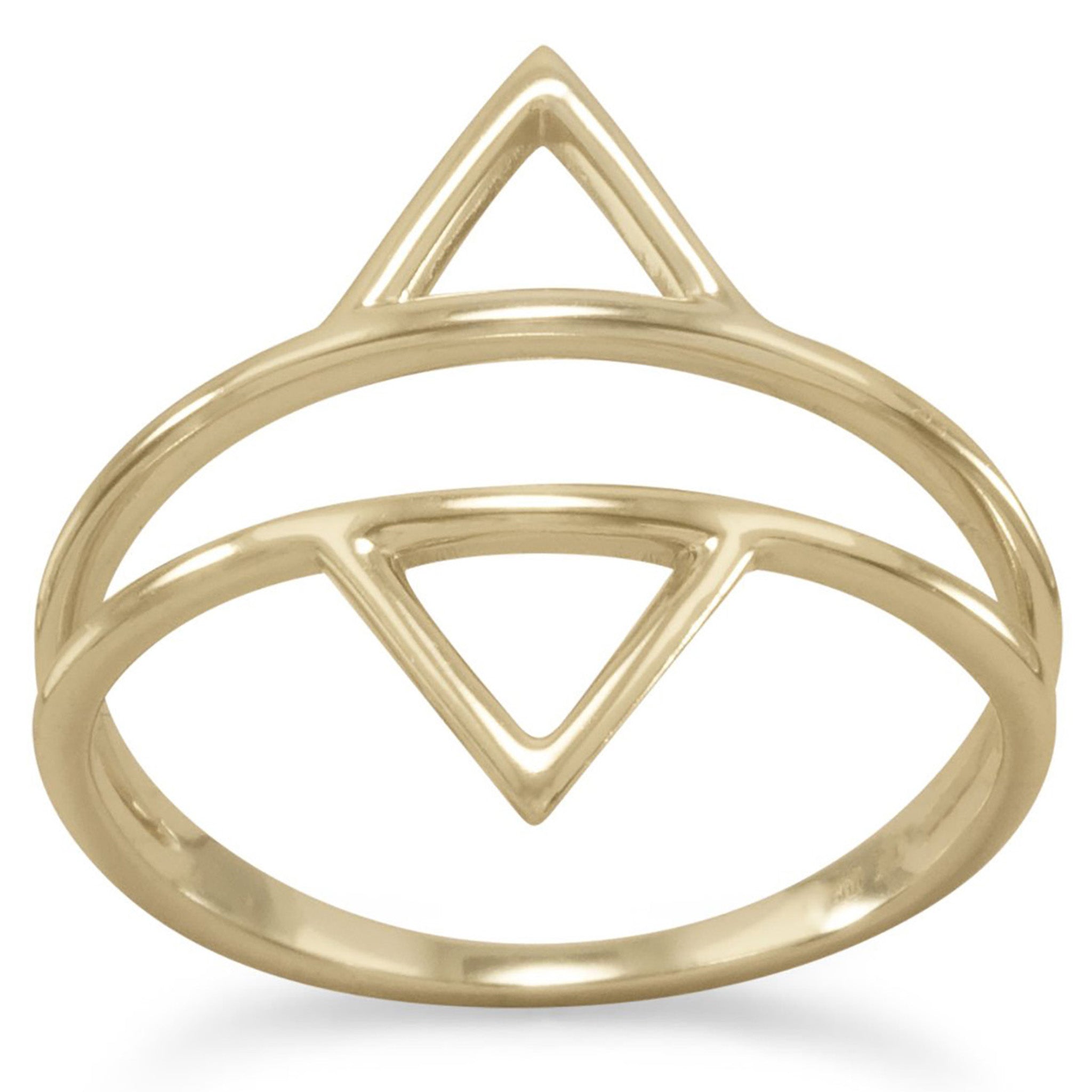 Double Triangle Split Band Ring