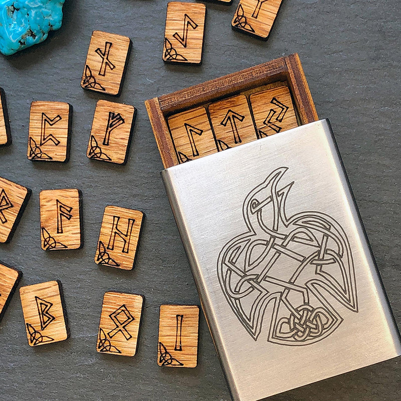 Elder Futhark Rune Set in Raven Case