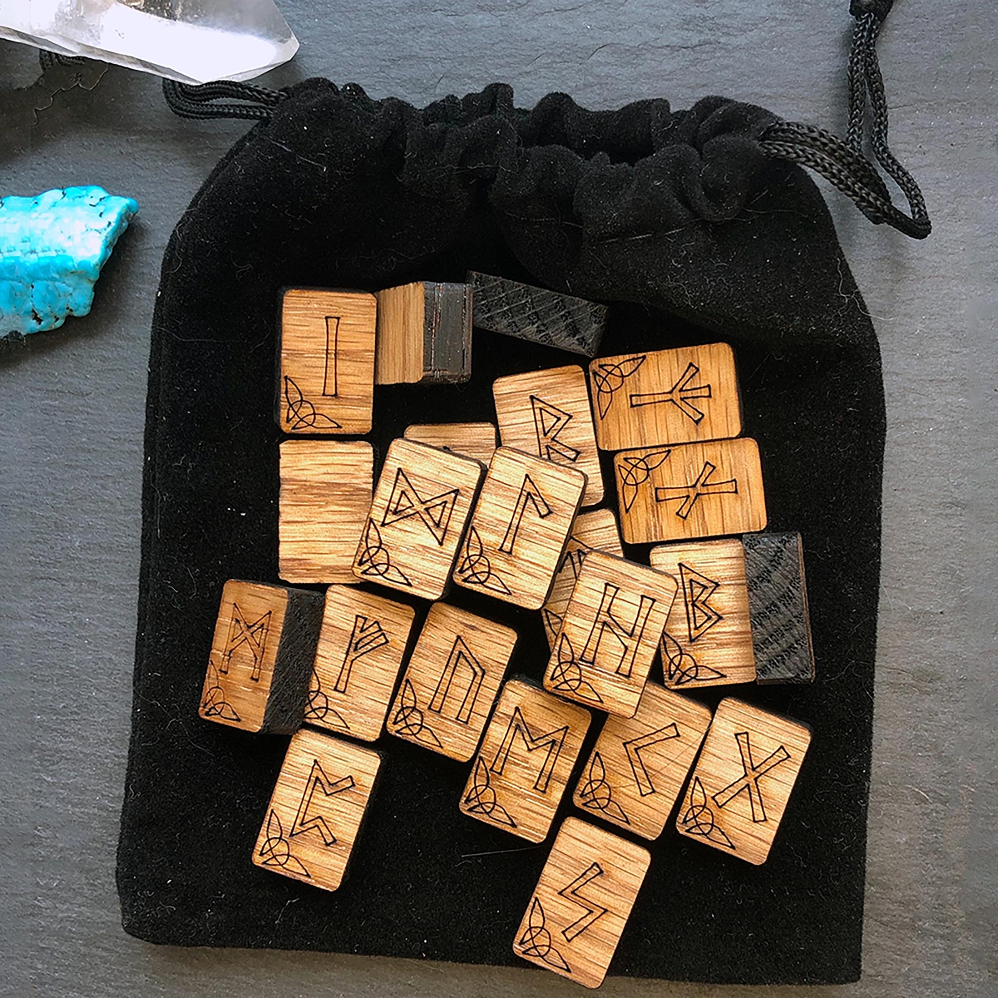 Elder Futhark Rune Set in Velvet Bag Example