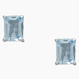 Emerald Cut Blue Topaz Stud Earrings