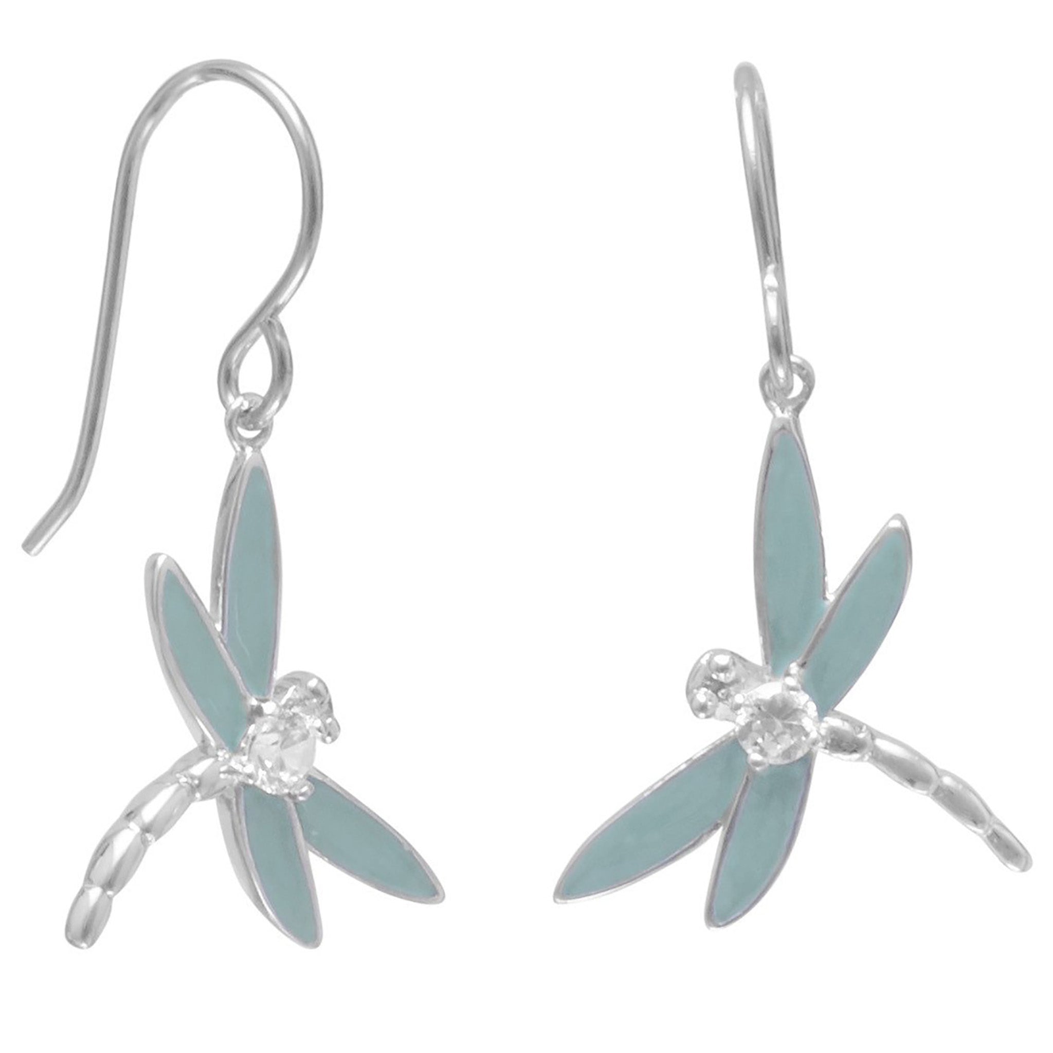 Enamel and Zirconia Dragonfly Earrings