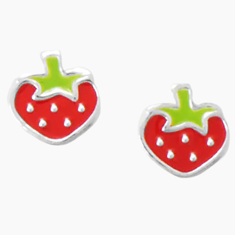 Enamel Strawberry Stud Earrings