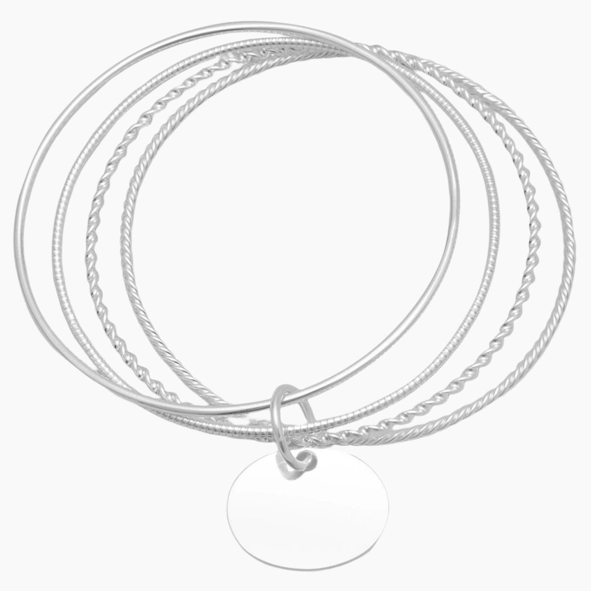 Engravable Tag Bangle Bracelet Set