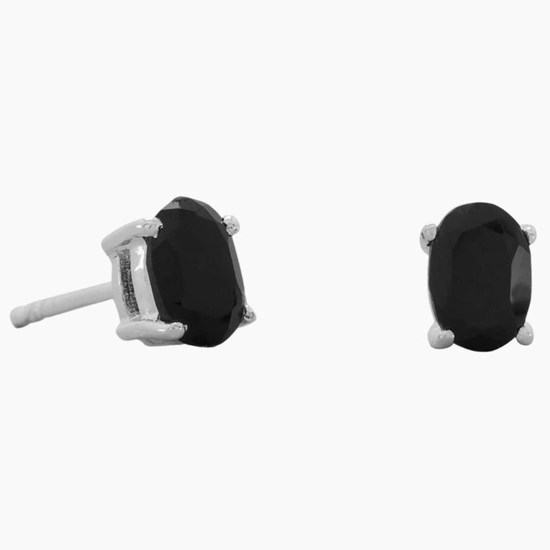 Faceted Black Onyx Stud Earrings