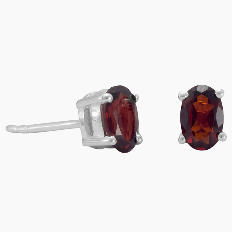 Faceted Garnet Stud Earrings