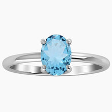 Faceted Oval Blue Topaz Ring Front View
