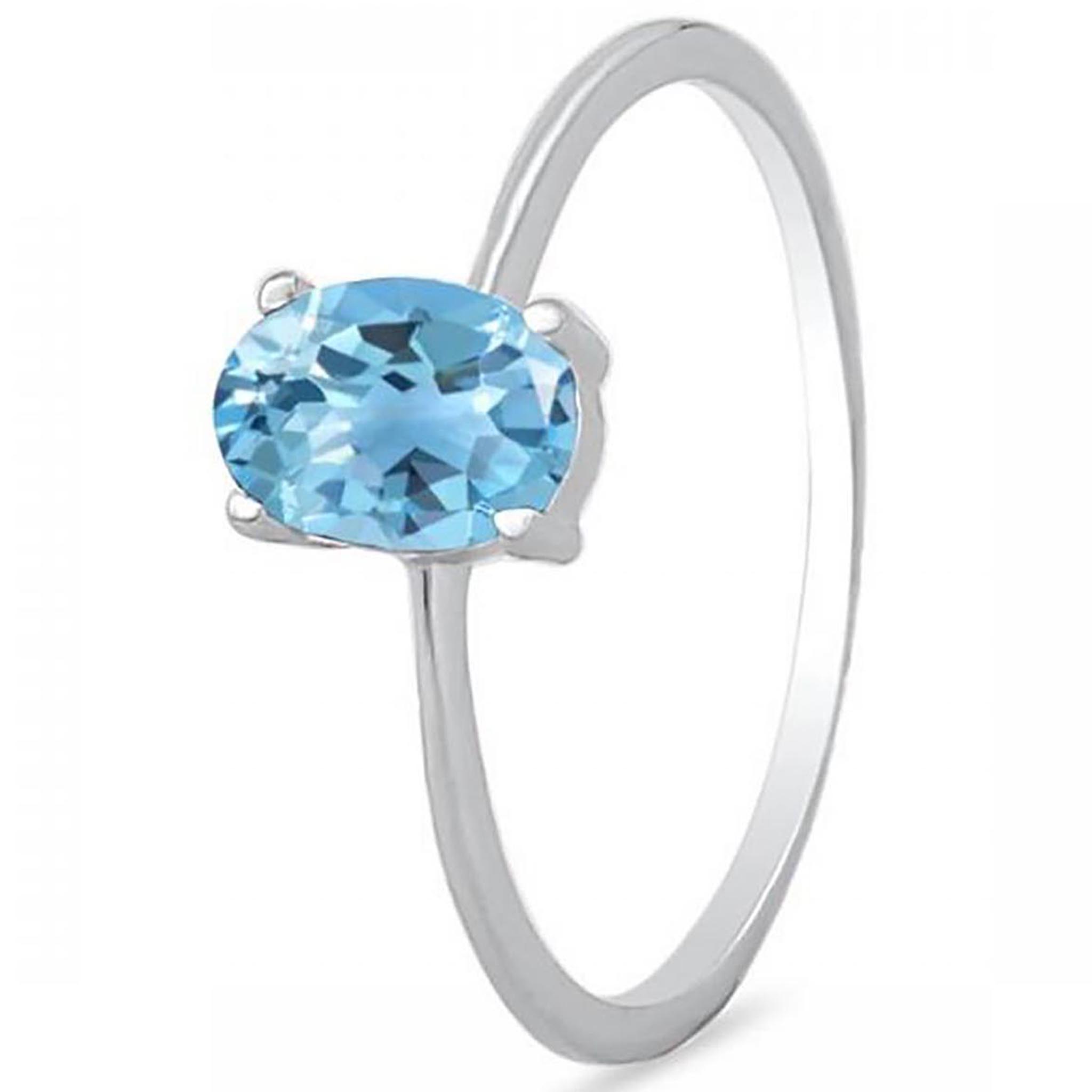 Faceted Oval Blue Topaz Ring