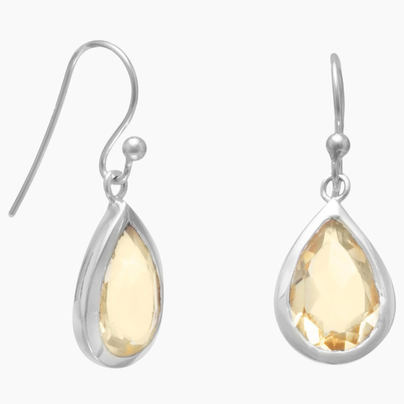 Faceted Pear Shape Citrine Earrings