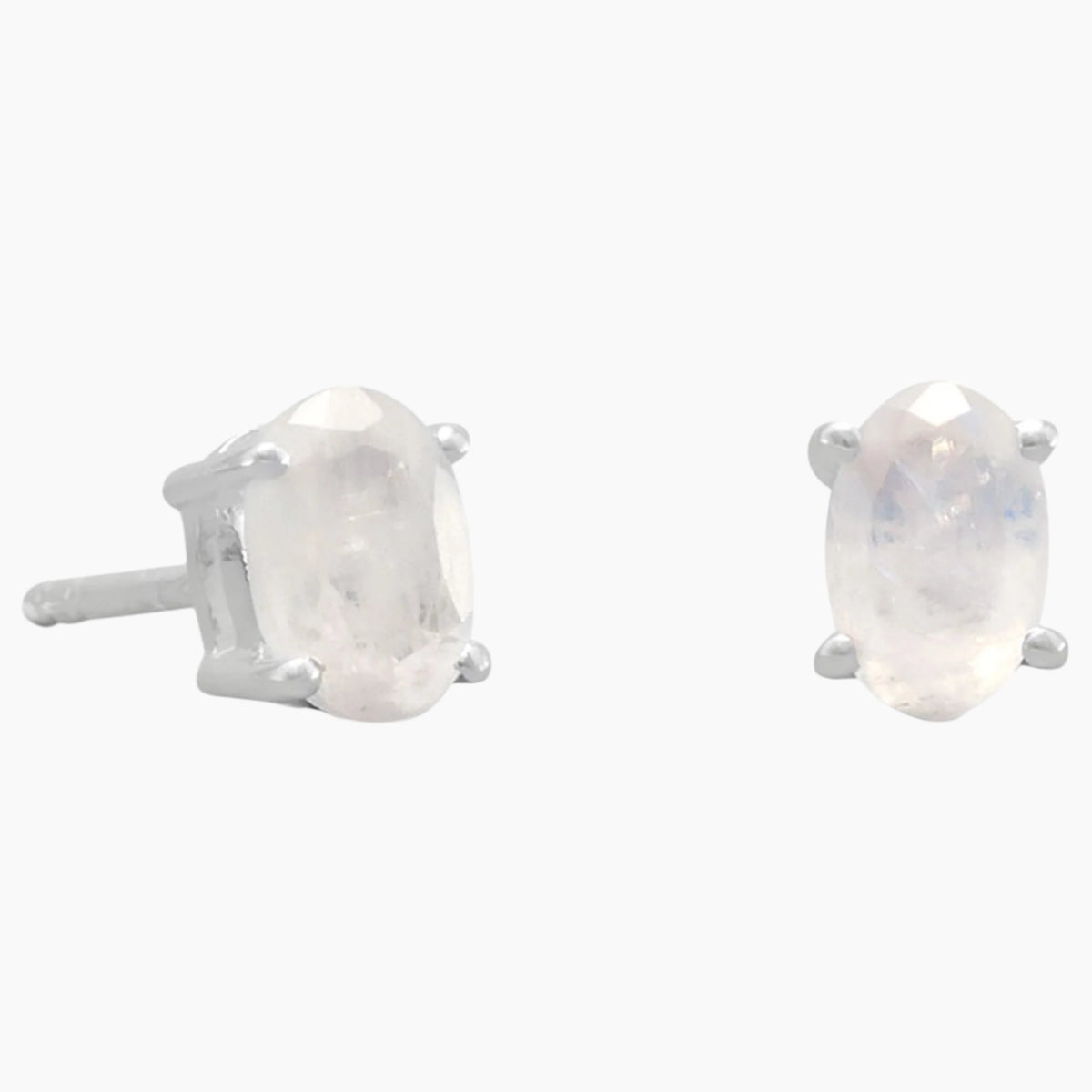 Faceted Rainbow Moonstone Stud Earrings