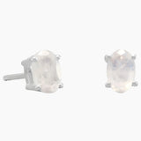 Faceted Rainbow Moonstone Stud Earrings