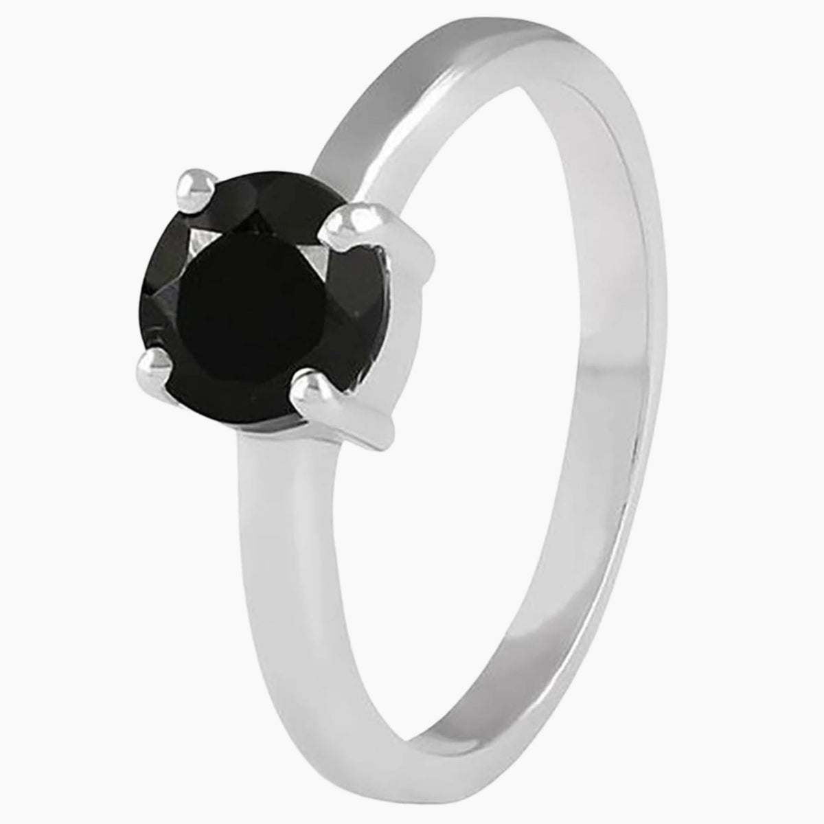 Faceted Round Black Onyx Ring