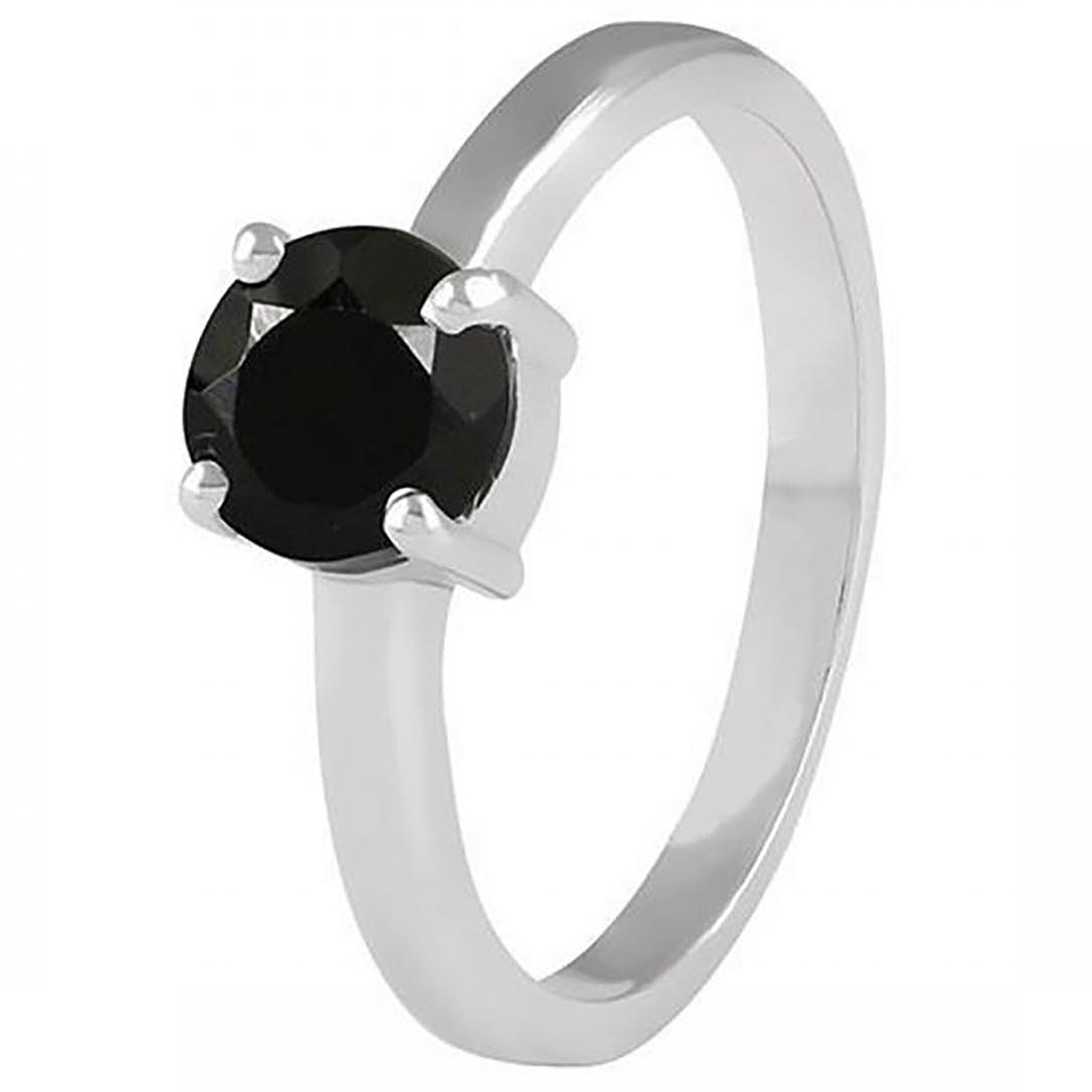 Faceted Round Black Onyx Ring