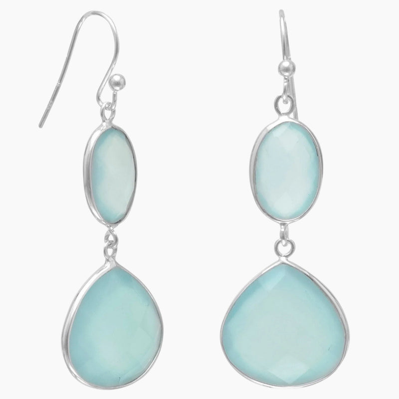 Faceted Sea Green Chalcedony Earrings