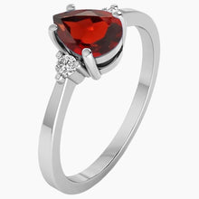 Faceted Teardrop Garnet Ring Side View
