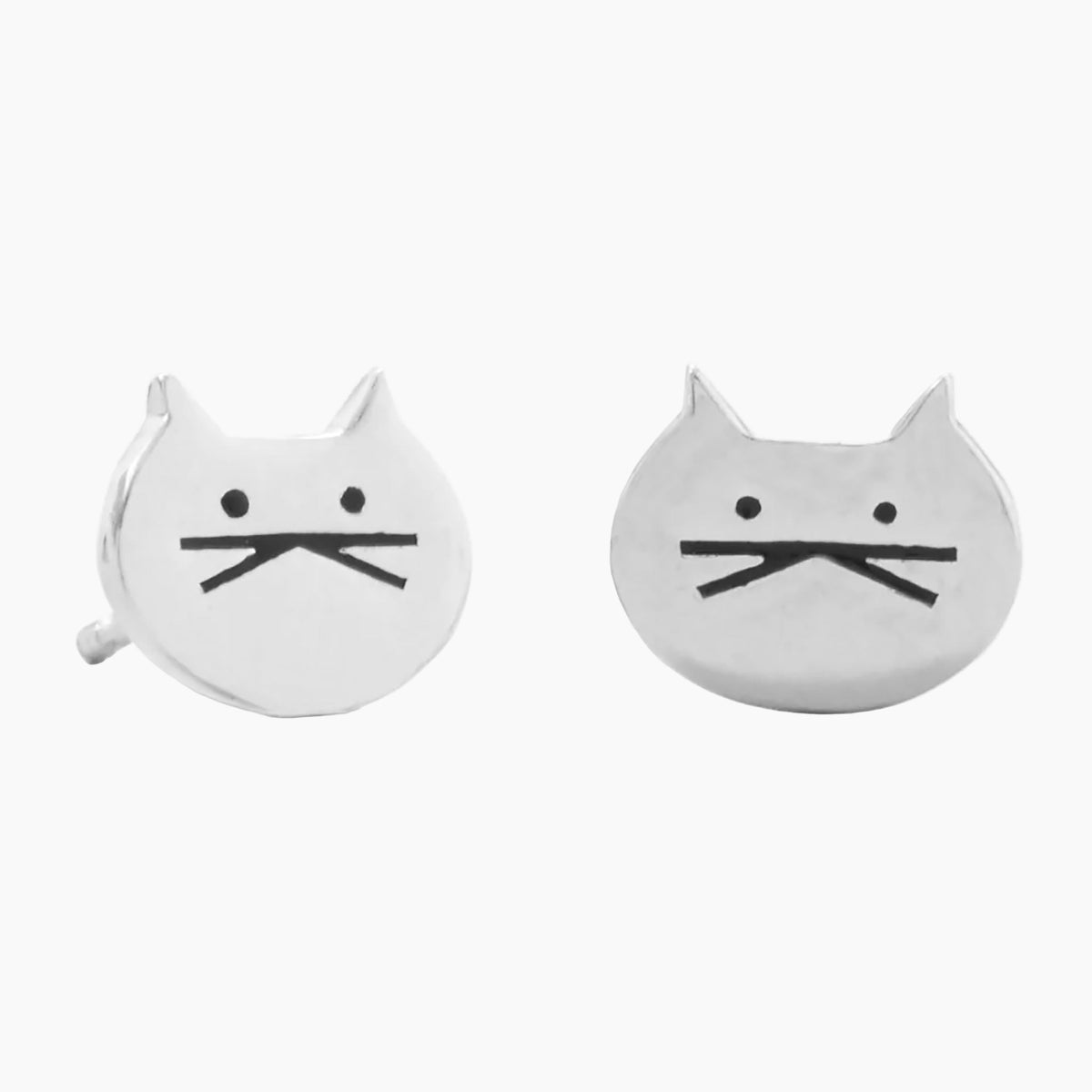 Fat Cat Face Stud Earrings