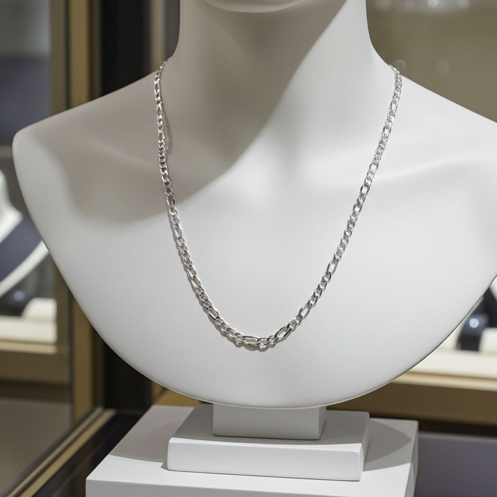 Figaro Chain - 3.9mm on Bust Display