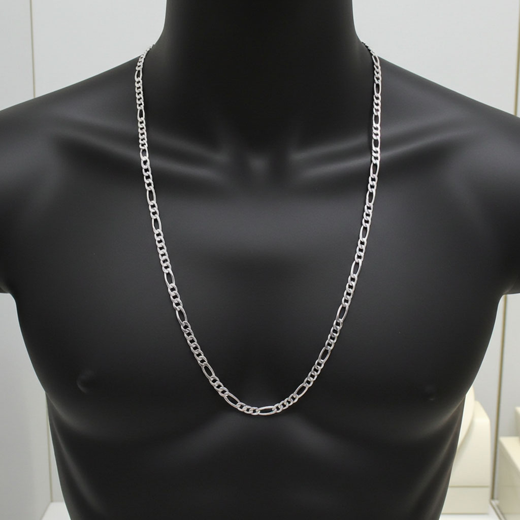Figaro Chain - 4.3mm Chest View