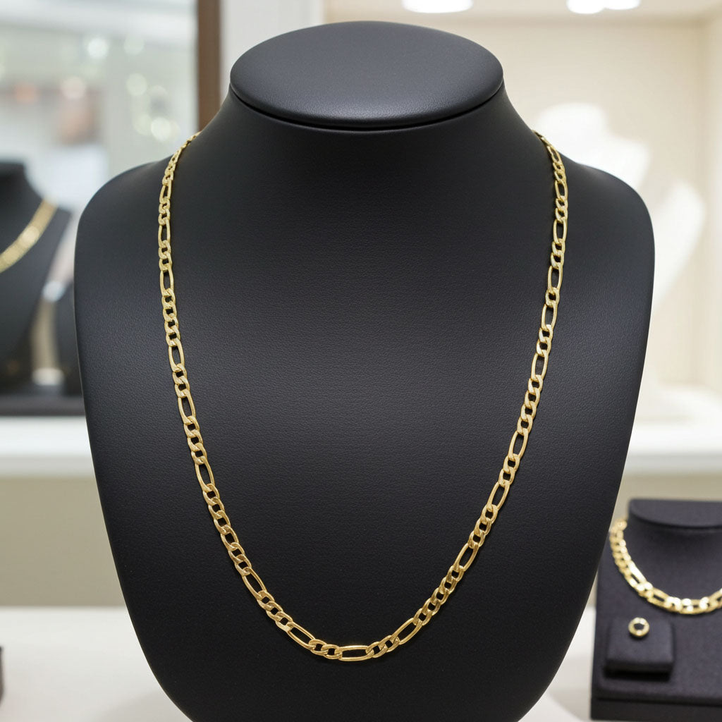 Figaro Chain - 3.6mm on Bust Necklace Display