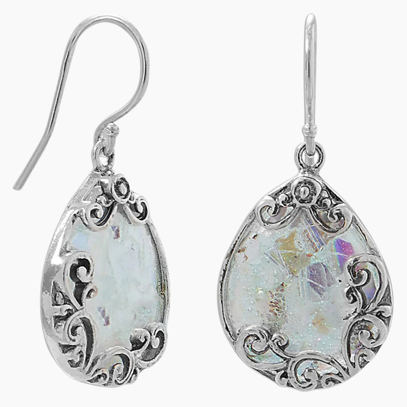 Filigree Design Roman Glass Earrings