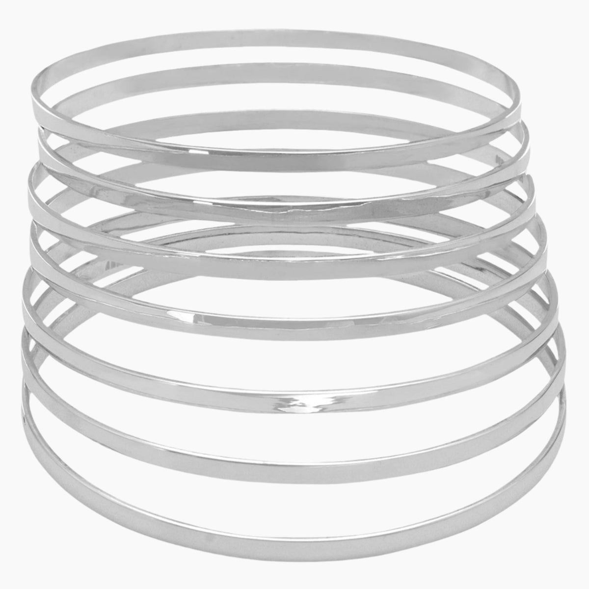 Flat Stackable Bangle Bracelet Set Extended