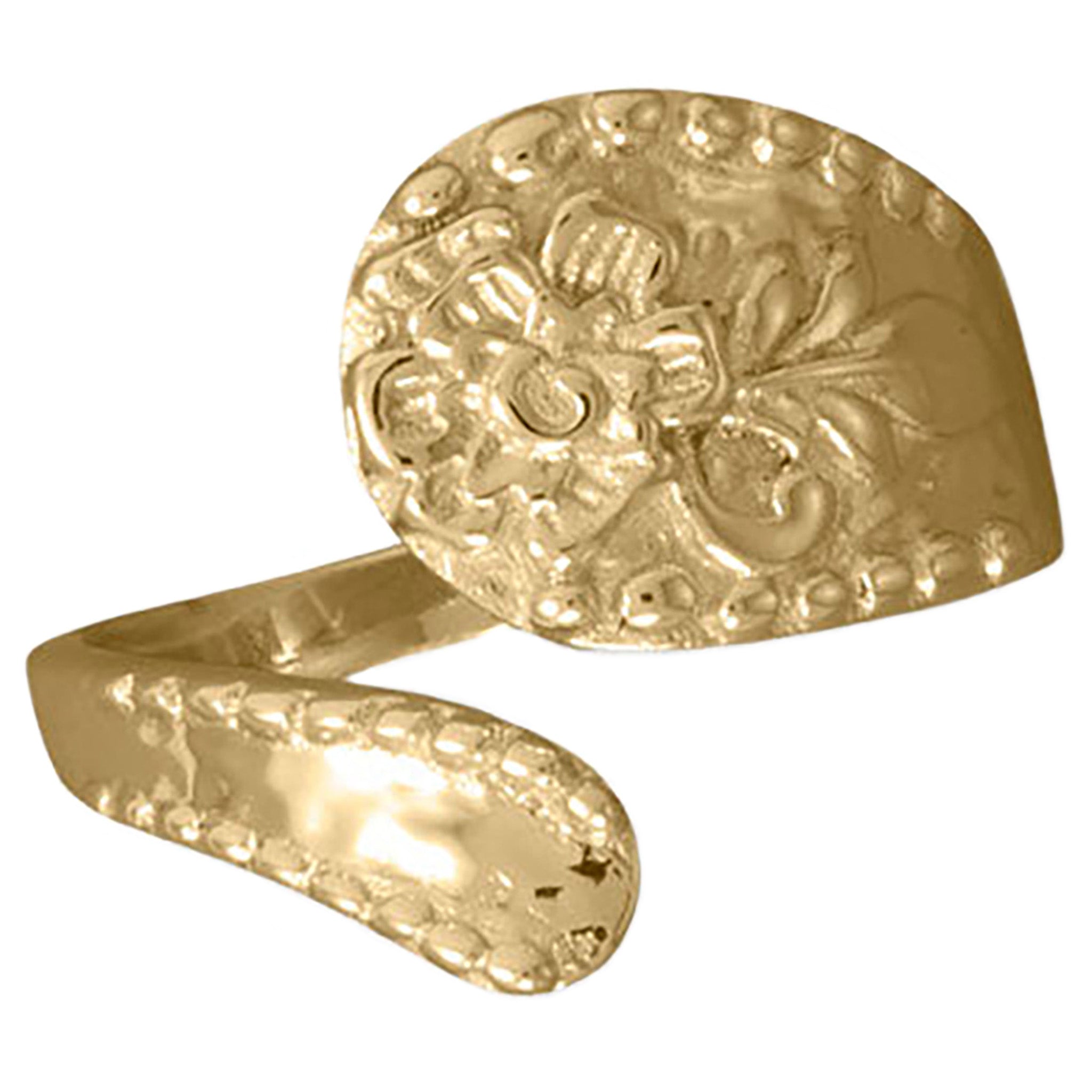 Floral Design Gold Spoon Ring