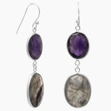 Freeform Amethyst and Labradorite Earrings