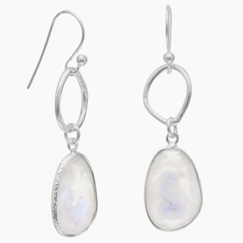 Freeform Rainbow Moonstone Earrings