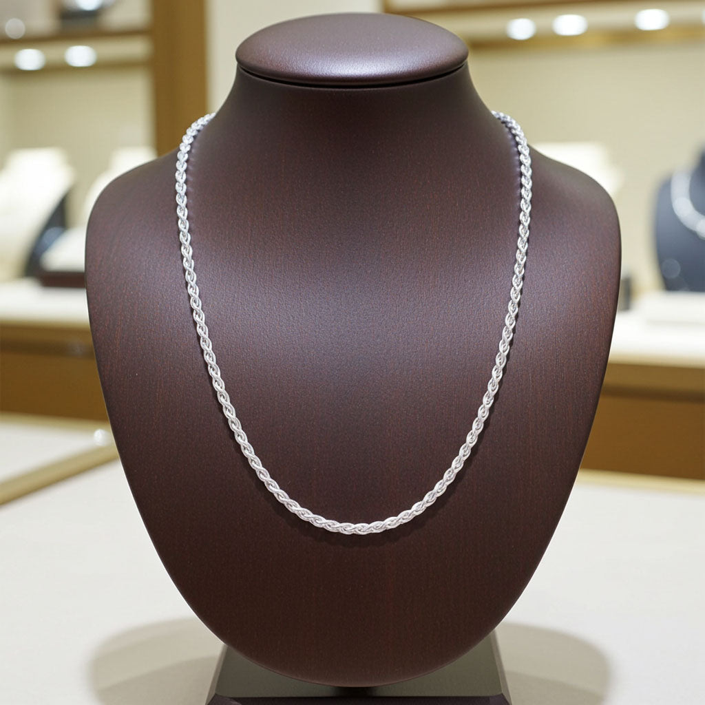 French Wheat Chain - 2.5mm Frontal Bust Display View