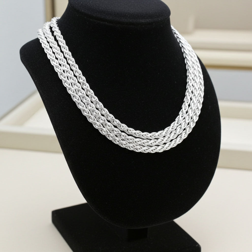 French Wheat Chain - 2.5mm Layered on Bust View