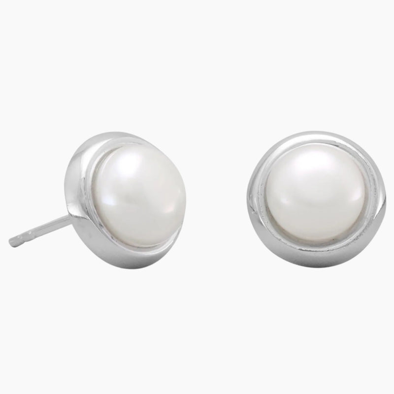 Freshwater Button Pearl Stud Earrings
