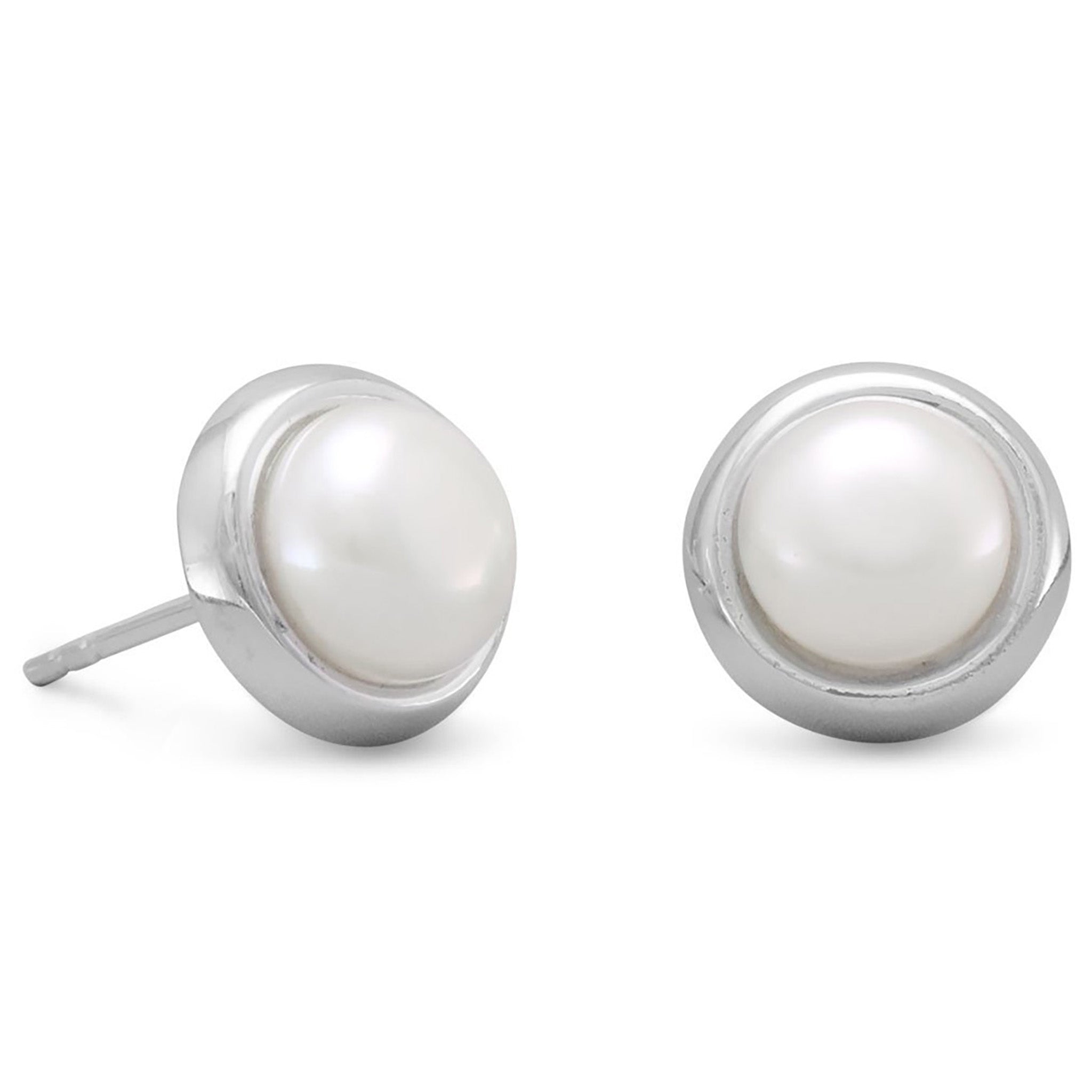Freshwater Button Pearl Stud Earrings