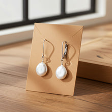 Freshwater Coin Pearl Earrings on Earring Card