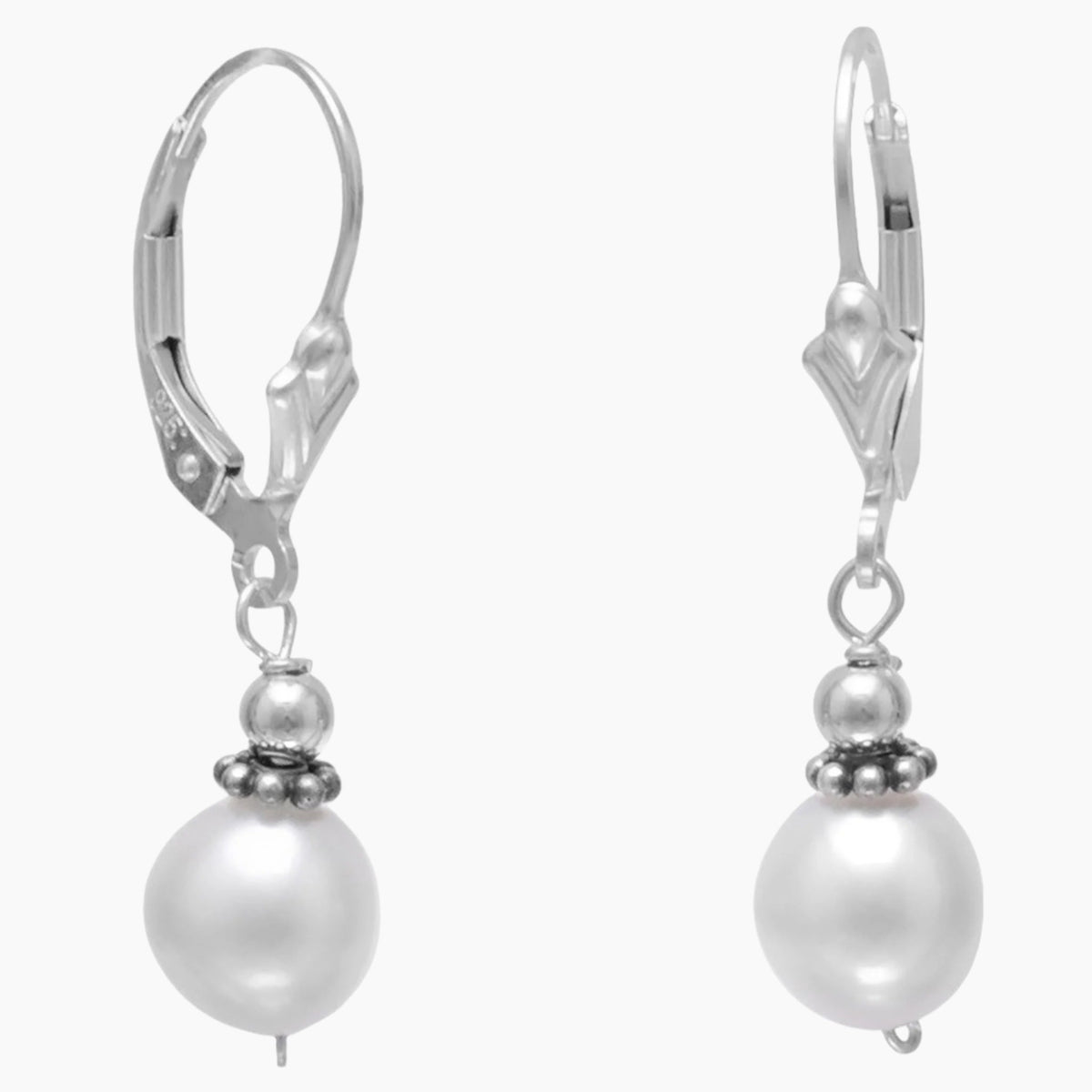 Freshwater Pearl Bali Bead Earrings