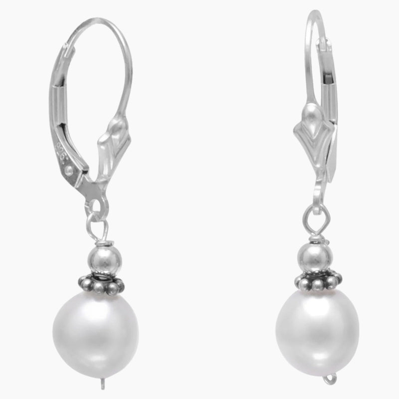Freshwater Pearl Bali Bead Earrings