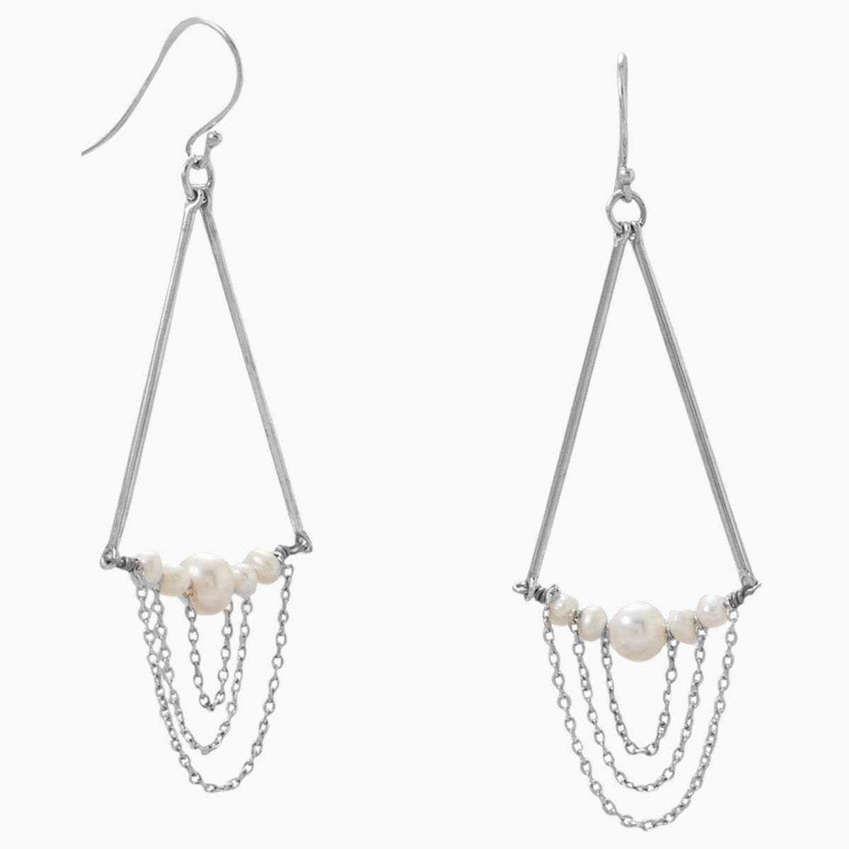 Freshwater Pearl Chain Drop Earrings
