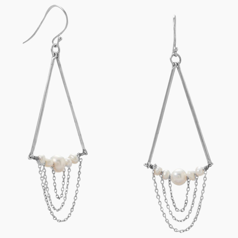 Freshwater Pearl Chain Drop Earrings