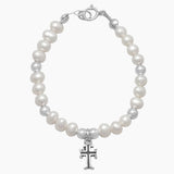 Freshwater Pearl Cross Charm Bracelet